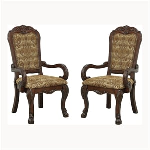 furniture of america douglas elegant fabric upholstered dining arm chair (set of 2)