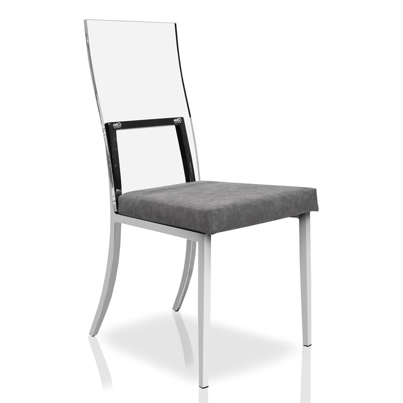Furniture of America Hartly Metal Padded Dining Chair in Chrome (Set of 2)