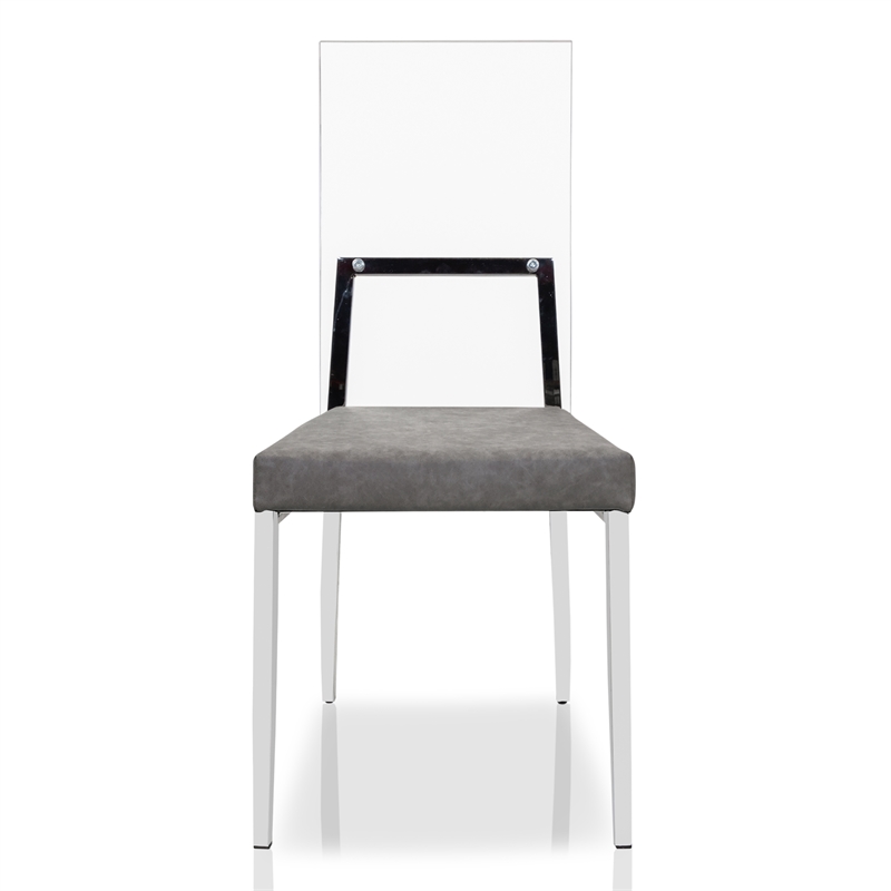 Furniture of America Hartly Metal Padded Dining Chair in Chrome (Set of 2)