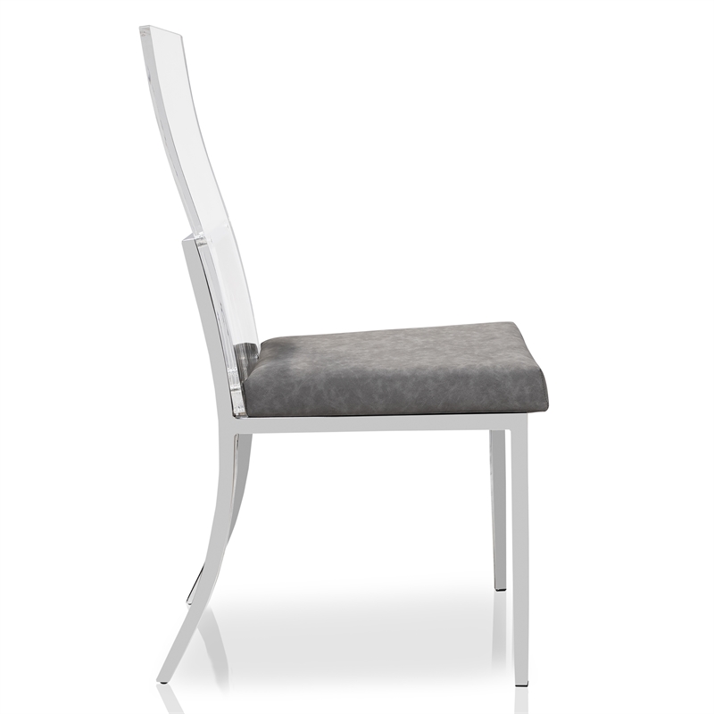 Furniture of America Hartly Metal Padded Dining Chair in Chrome (Set of 2)