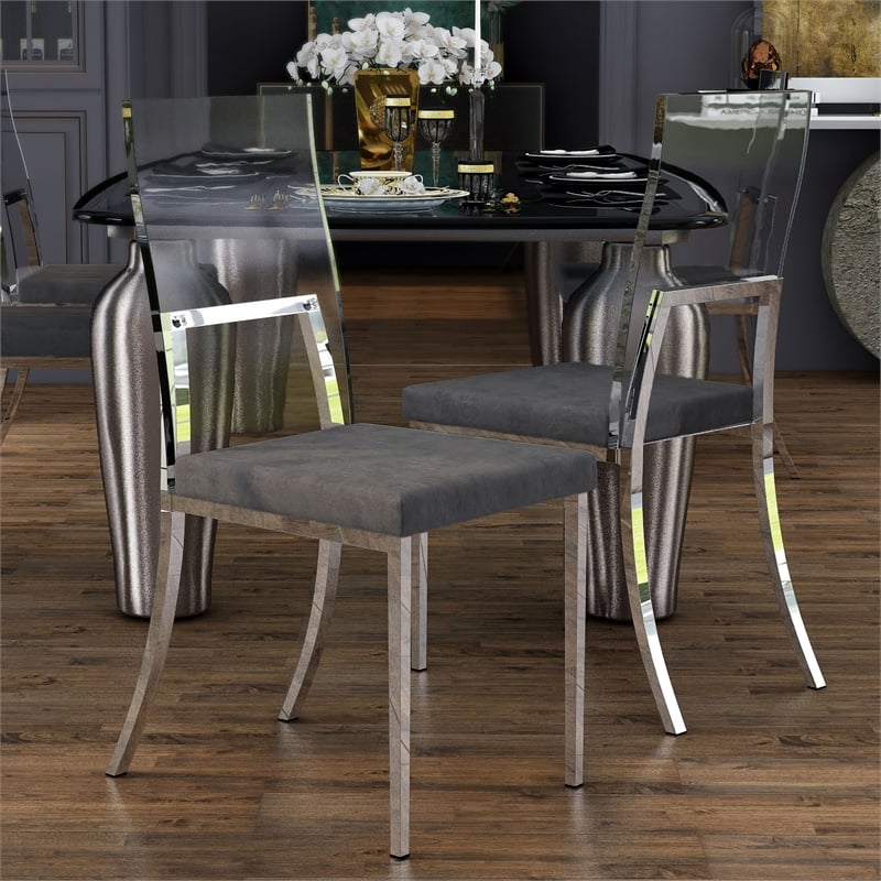 Furniture of America Hartly Metal Padded Dining Chair in Chrome (Set of 2)