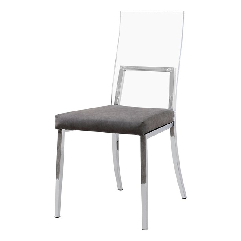 Furniture of America Hartly Metal Padded Dining Chair in Chrome (Set of 2)
