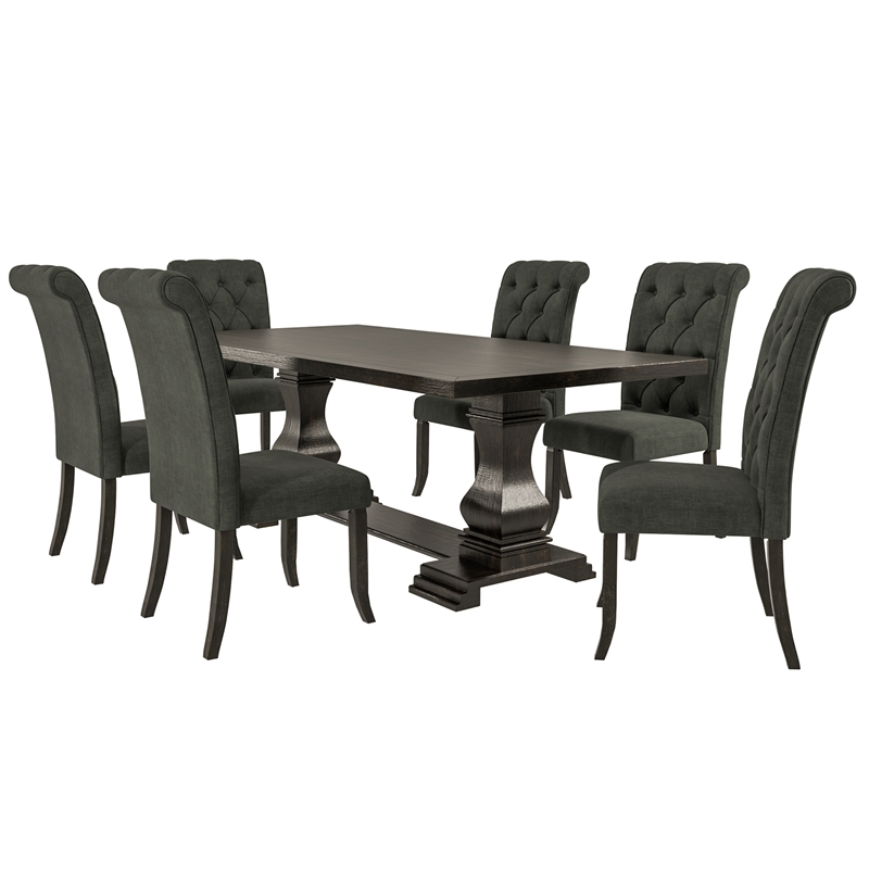 Furniture of America Kabini Wood 7-Piece Dining Set in Gray