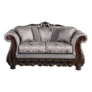 Furniture of America Eston Traditional Chenille Upholstered Loveseat in Gray