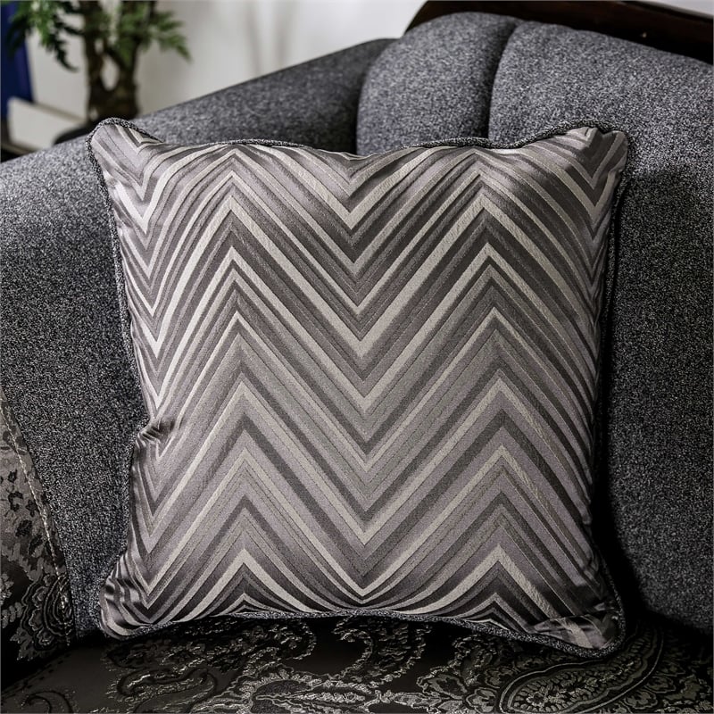 Furniture of America Eston Traditional Chenille Upholstered Loveseat in Gray