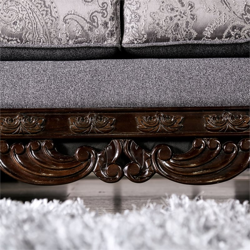 Furniture of America Eston Traditional Chenille Upholstered Loveseat in Gray