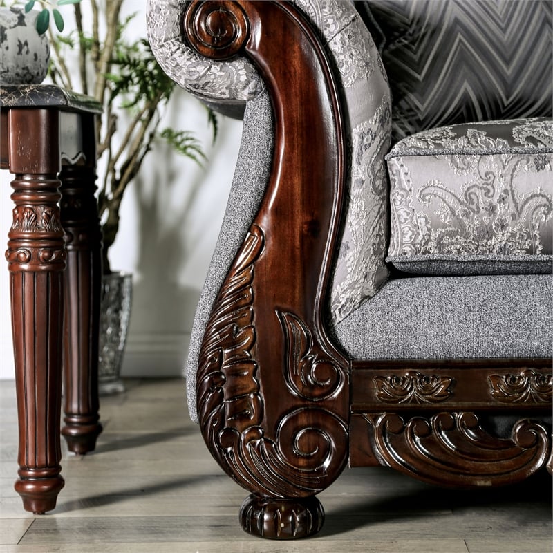 Furniture of America Eston Traditional Chenille Upholstered Loveseat in Gray