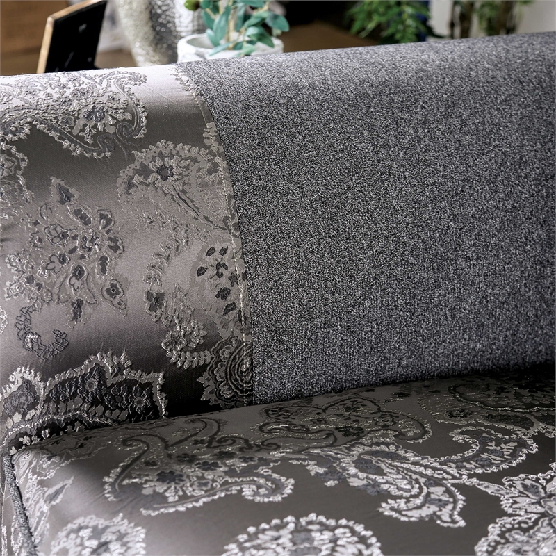 Furniture of America Eston Traditional Chenille Upholstered Loveseat in Gray