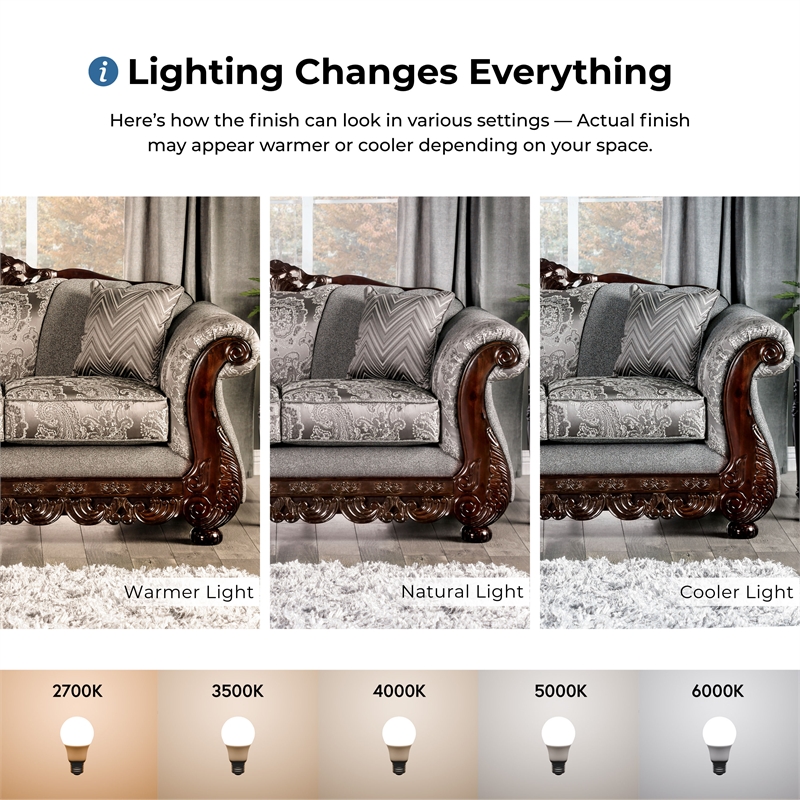 Furniture of America Eston Traditional Chenille Upholstered Loveseat in Gray