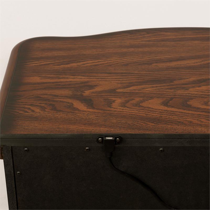 Furniture Of America Helson Wood 3 Drawer Nightstand With Usb In Brown Cherry Idf 7539n