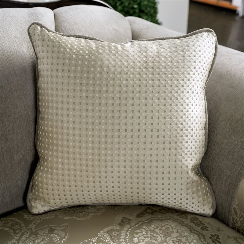 Furniture of America Eston Traditional Chenille Upholstered Sofa in Ivory