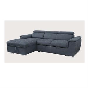furniture of america ello faux leather sleeper sectional in blue