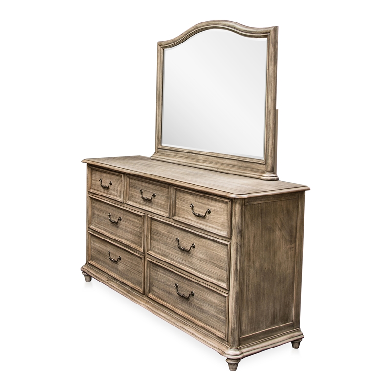 Furniture of America Calpa Rustic Wood 2-Piece Dresser and Mirror in Natural
