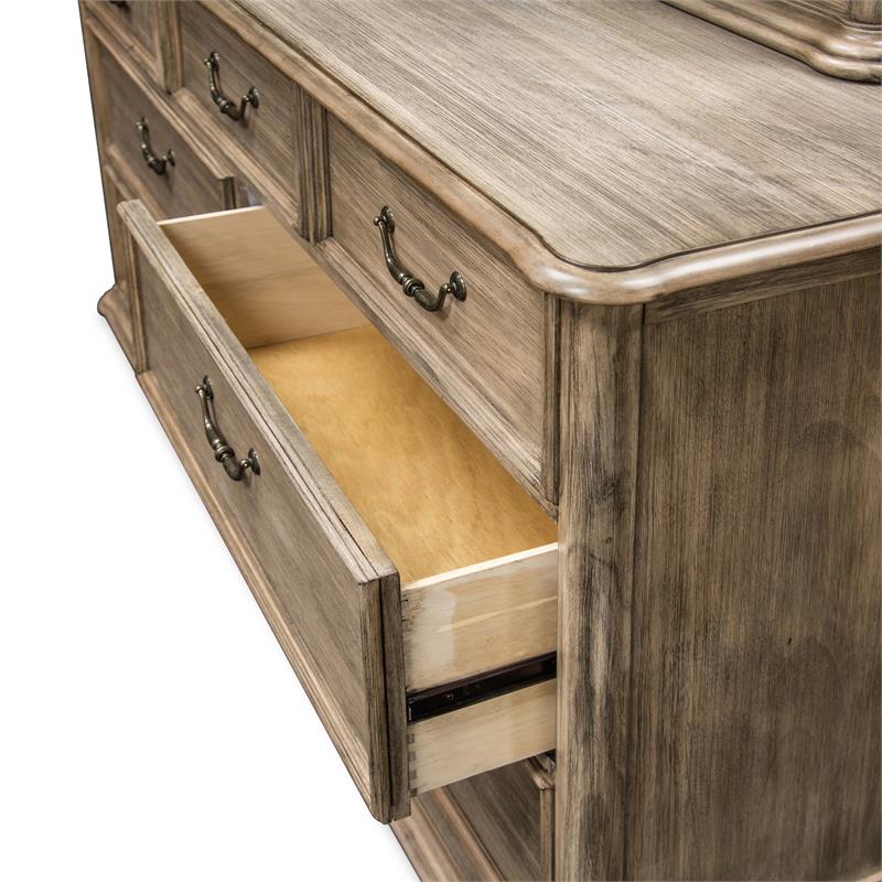 Furniture of America Calpa Rustic Wood 2-Piece Dresser and Mirror in Natural