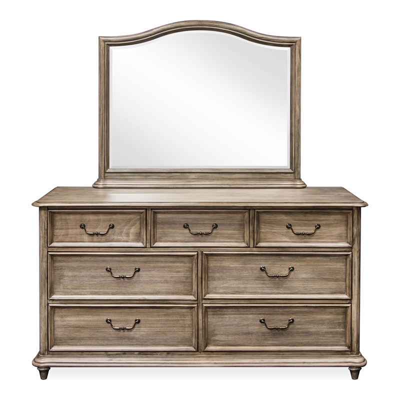 Furniture of America Calpa Rustic Wood 2-Piece Dresser and Mirror in Natural