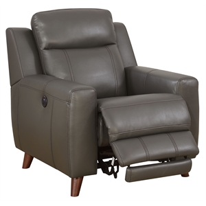 furniture of america soranno transitional faux leather power recliner in gray