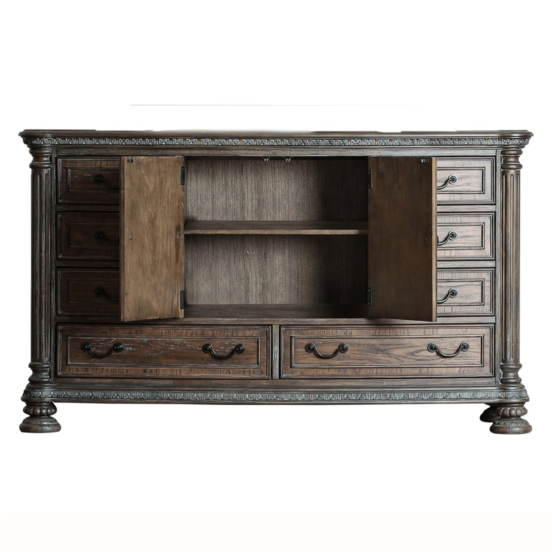 Furniture of America Leo Wood 8-Drawer Dresser in Rustic Natural Tone