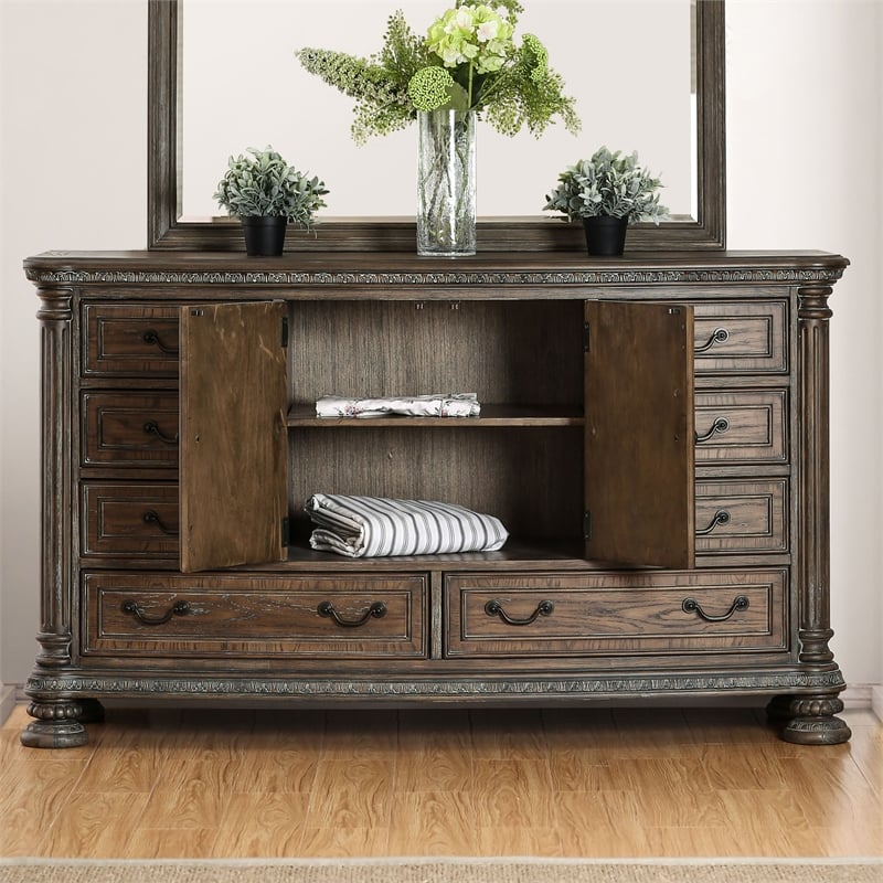 Furniture of America Leo Wood 8-Drawer Dresser in Rustic Natural Tone