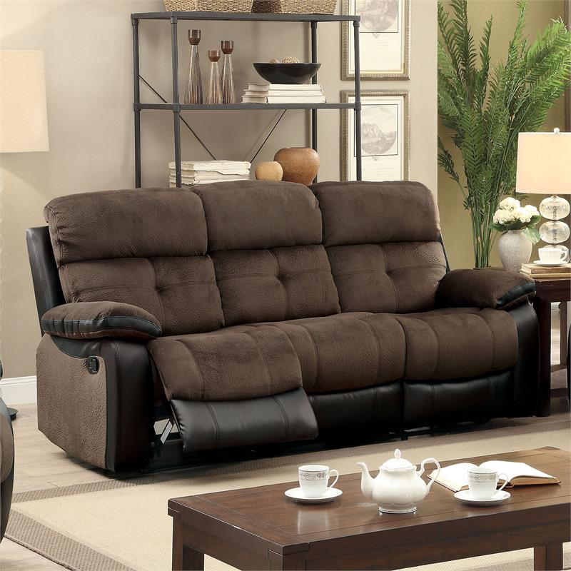 Furniture of America Gwendalyn Faux Leather 2Piece Sofa Set in Brown