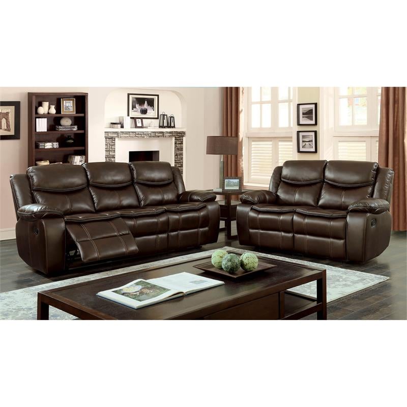 Furniture Of America Calvin, Transitional Leather Reclining Sofa
