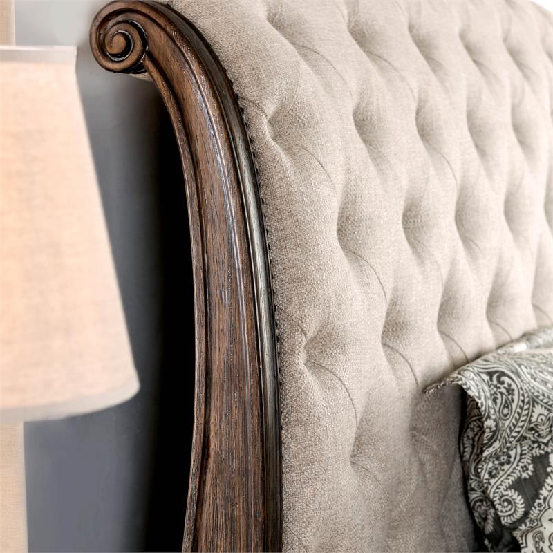 FOA Kai 2pc Natural Tone Wood Bedroom Set - Cal King + Nightstand