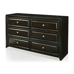 furniture of america turner 6 drawer double wooden dresser in espresso