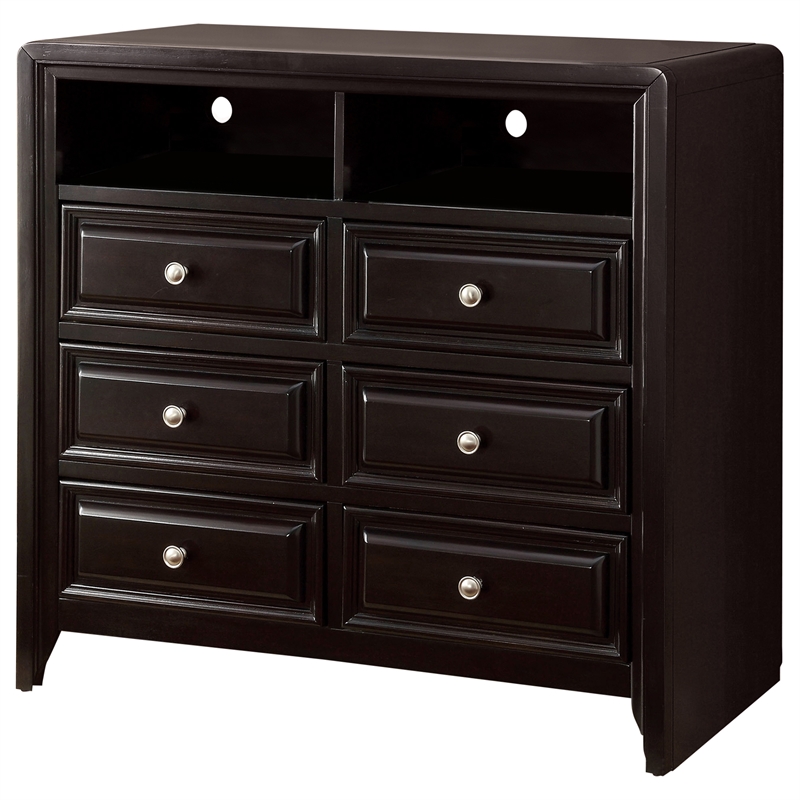 Furniture of America Turner Solid Wood 6-Drawer Media Chest in Espresso