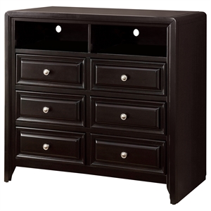 furniture of america turner solid wood 6-drawer media chest in espresso