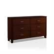 Furniture of America Sirius Solid Wood 6-Drawer Double Dresser in Brown Cherry