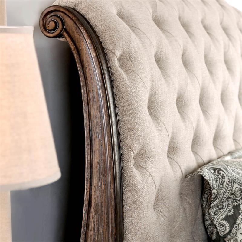 FOA Kai 3pc Natural Tone Wood Bedroom Set - King + Nightstand + Chest