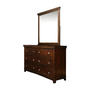 furniture of america brighton 6 drawer contemporary solid wood double dresser in brown cherry