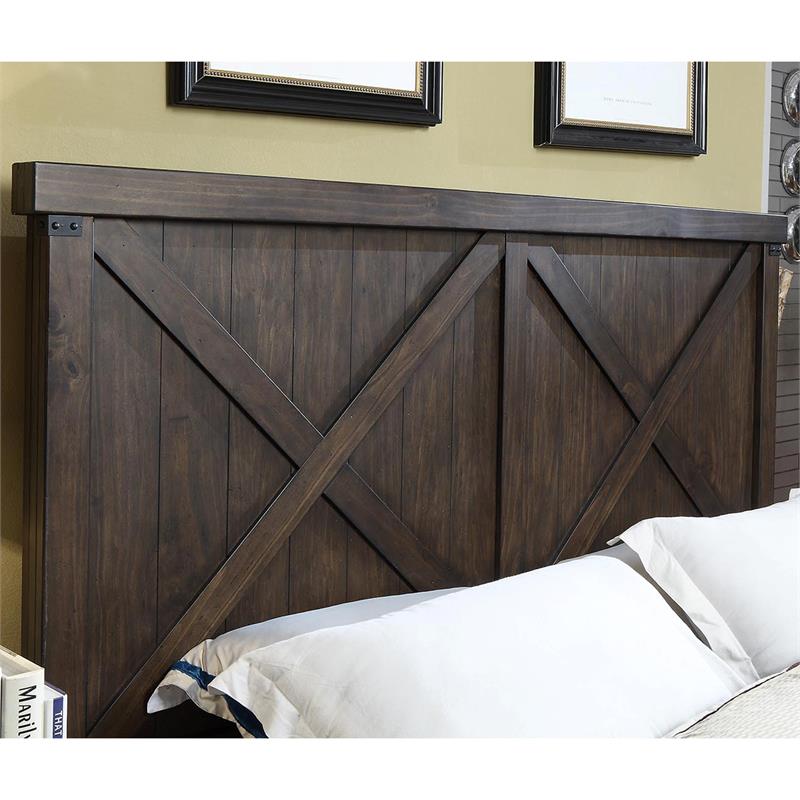 FOA Andrew 2pc Dark Walnut Solid Wood Bedroom Set - Cal King + Nightstand