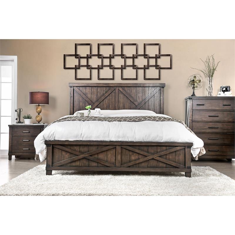 Foa Andrew 2pc Dark Walnut Solid Wood, Cal King Bedroom Furniture Sets
