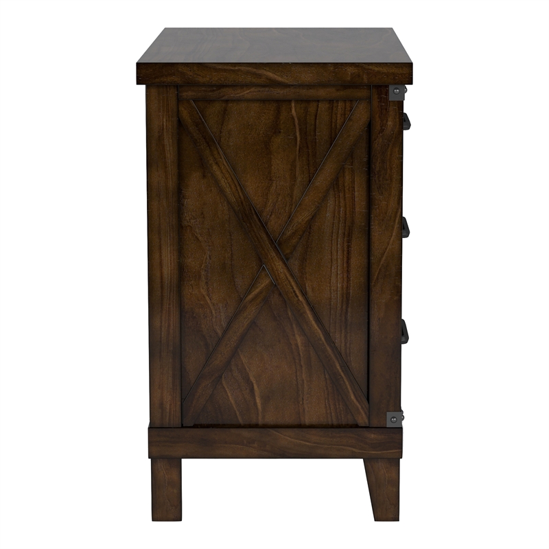 FOA Andrew 2pc Dark Walnut Solid Wood Bedroom Set - Queen + Nightstand