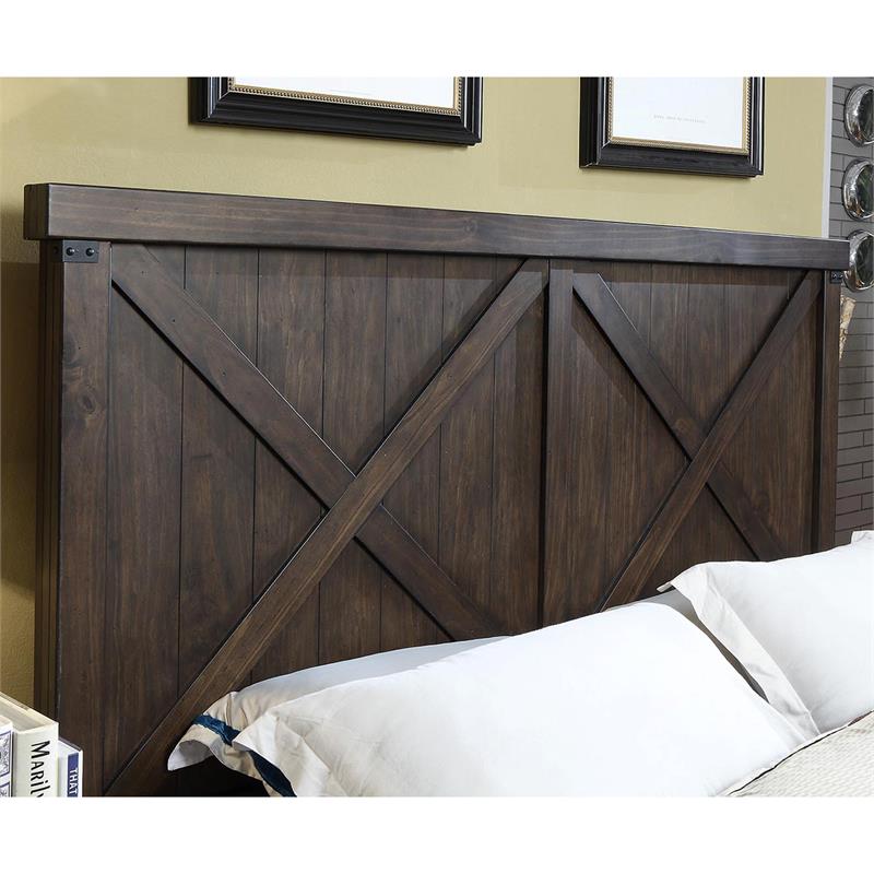 FOA Andrew 2pc Dark Walnut Solid Wood Bedroom Set - Queen + Nightstand