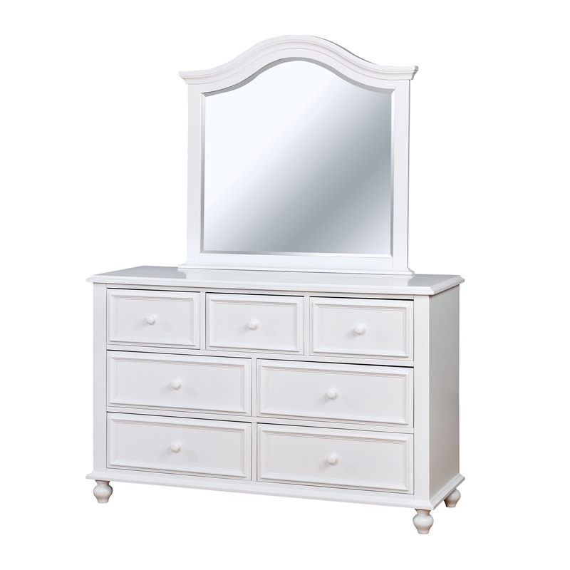 Furniture of America Noell Solid Wood 7-Drawer Dresser in White