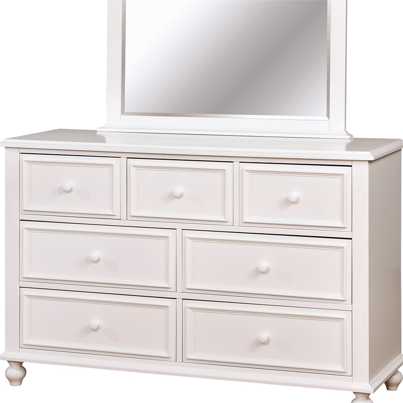 Furniture of America Noell Solid Wood 7-Drawer Dresser in White
