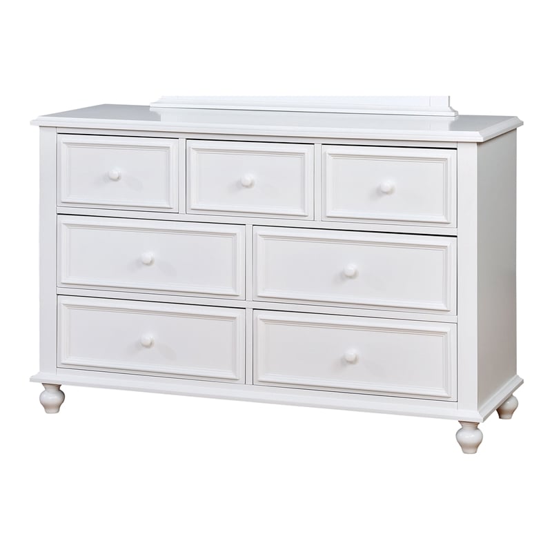 Furniture of America Noell Solid Wood 7-Drawer Dresser in White