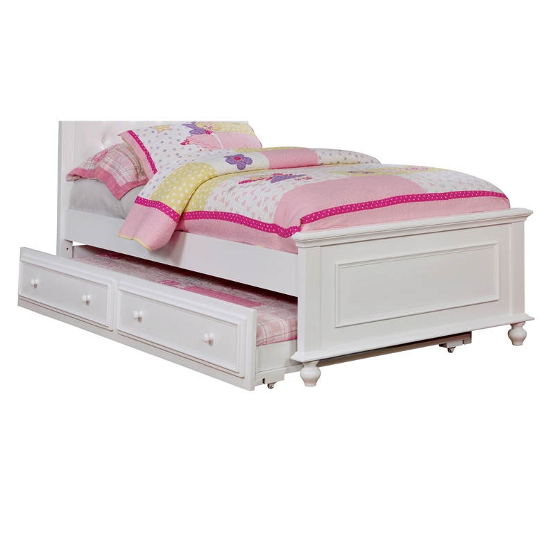 Furniture of America Noell Traditional Solid Wood Trundle Unit in White