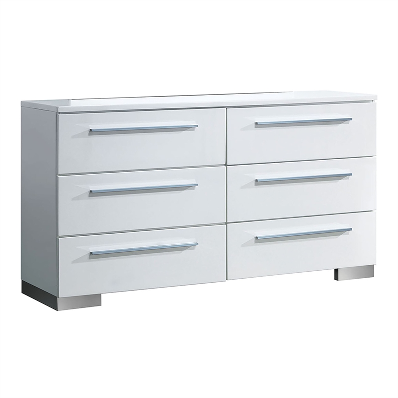 Furniture of America Rayland Contemporary Wood 6-Drawer Dresser in Glossy White