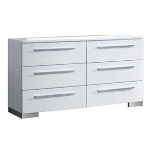 Furniture of America Rayland Contemporary Wood 6-Drawer Dresser in Glossy White