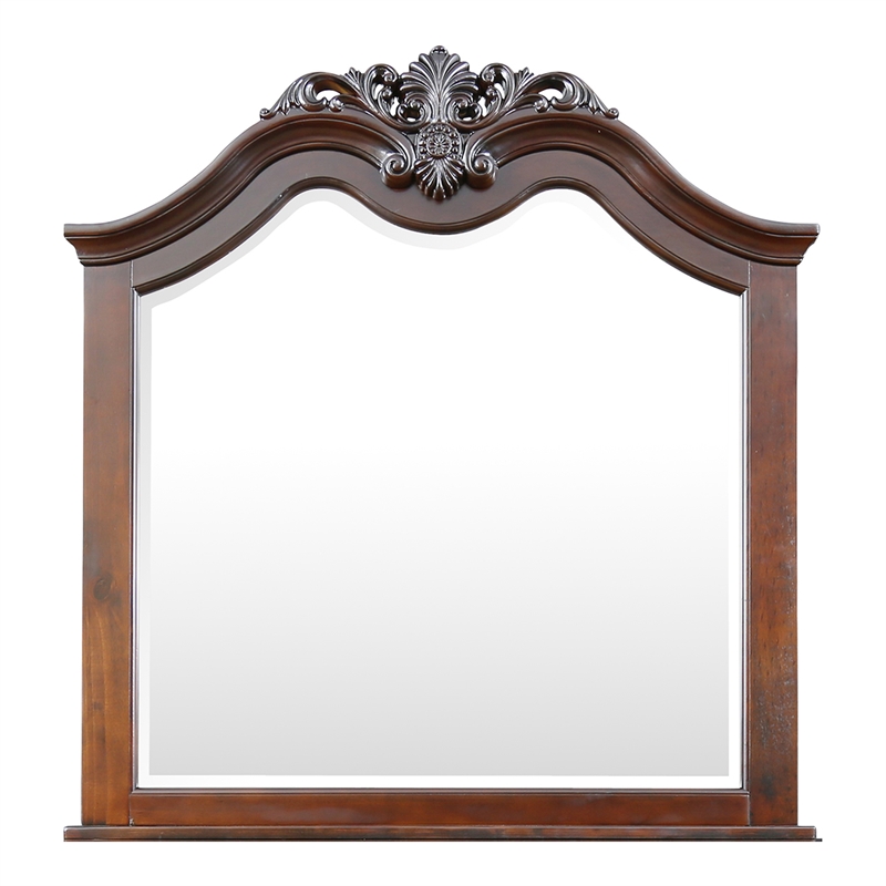 Furniture of America Ruben Solid Wood 2-Piece Dresser and Mirror in Cherry