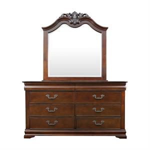 Furniture of America Ruben Solid Wood 2-Piece Dresser and Mirror in Cherry