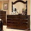 Furniture of America Oulette 2-Piece Wood Dresser and Mirror in Cherry