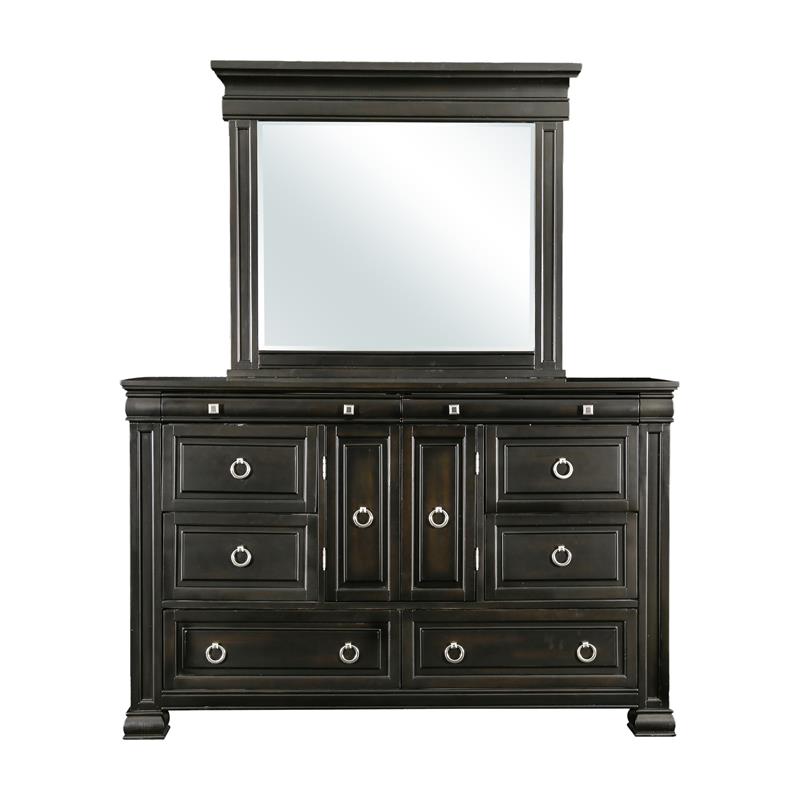 Furniture of America Conway 2Piece Wood Dresser and Mirror in Espresso