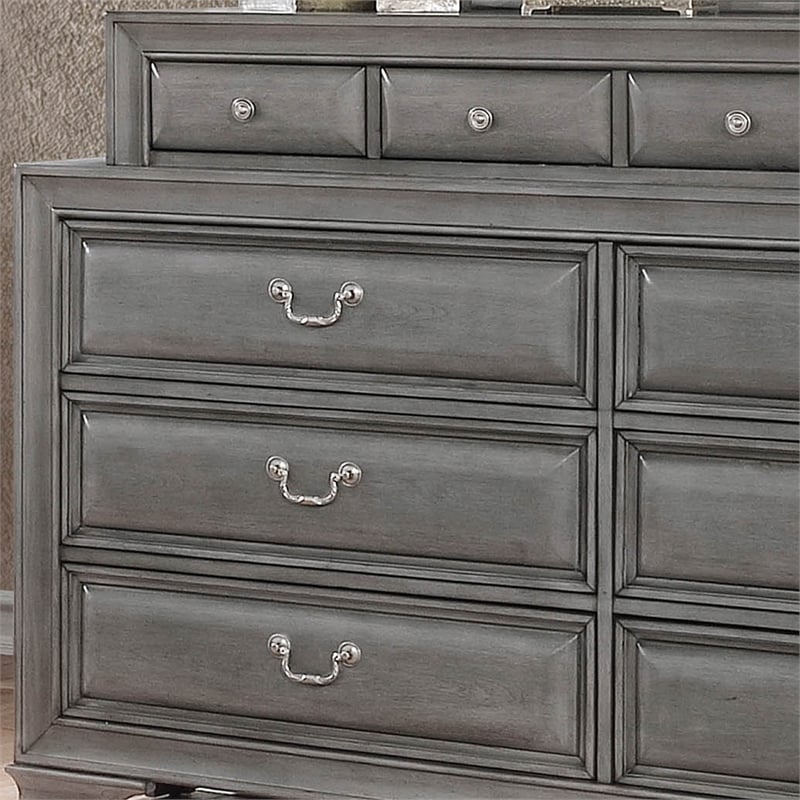 Furniture of America Bradford Wood 10-Drawer Double Dresser in Gray