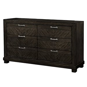 furniture of america reauso solid wood 6-drawer double dresser in espresso