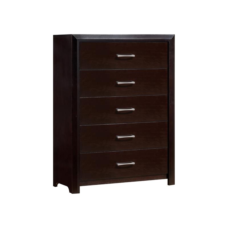 FOA Barett 3pc Espresso Wood Bedroom Set - Cal King + Nightstand + Chest