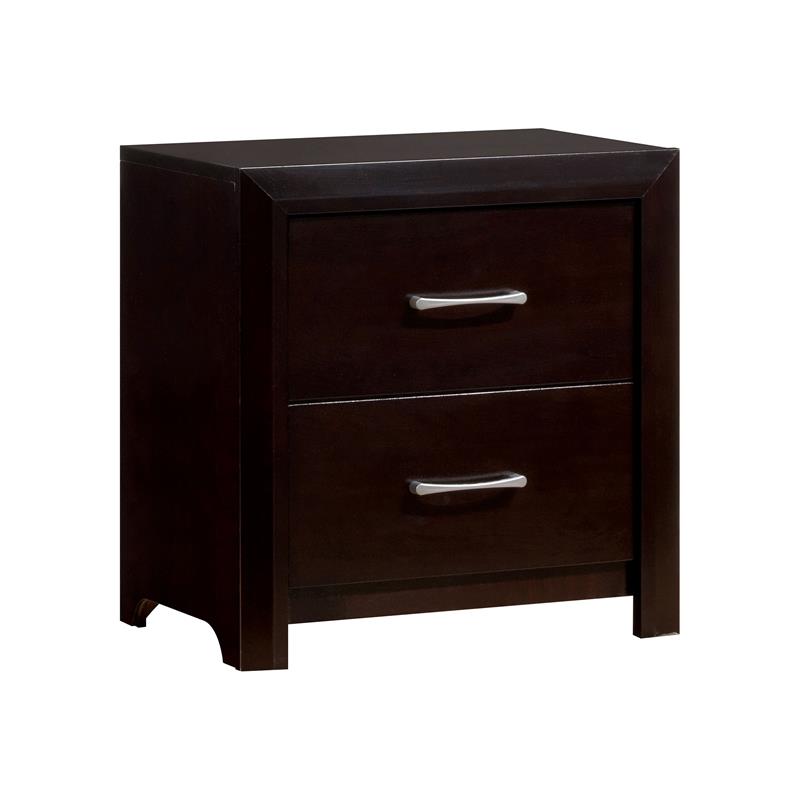 FOA Barett 3pc Espresso Wood Bedroom Set - Cal King + Nightstand + Chest