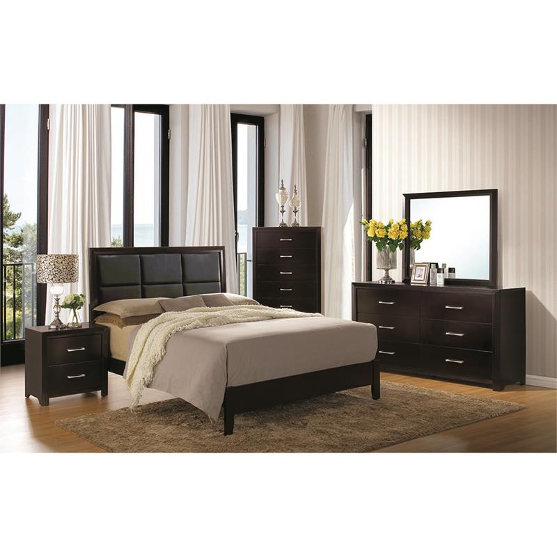 FOA Barett 3pc Espresso Wood Bedroom Set - Cal King + Nightstand + Chest